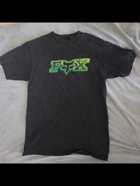 Fox Black T-Shirt with Neon Green Logo